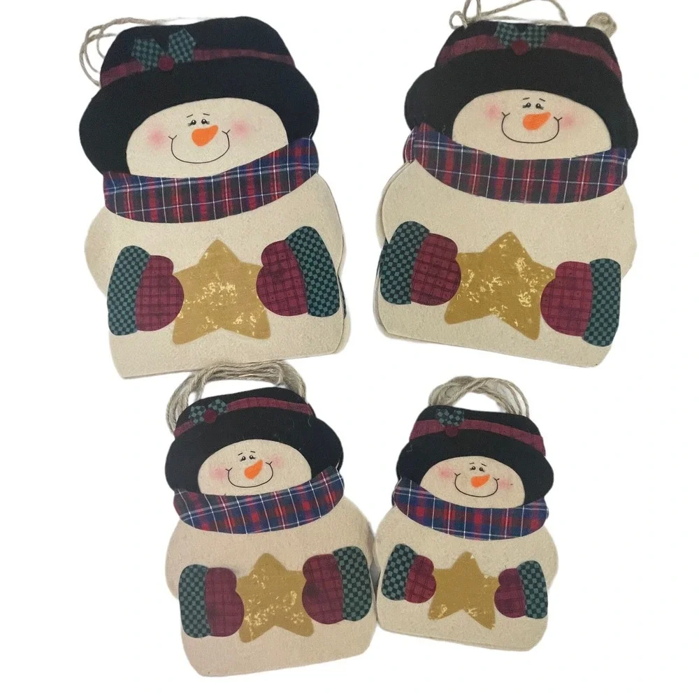 Snowman Gift Bags w Rope Handles Multi Size 3-D  (Pack of‎ 11) Christmas Holiday